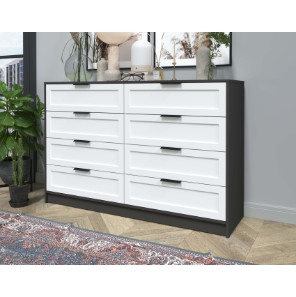 Kомод Тренд КТ-К157 (Антрацит ЛДСП/ Белый ЛМДФ) Ш1565 В1020 Г451